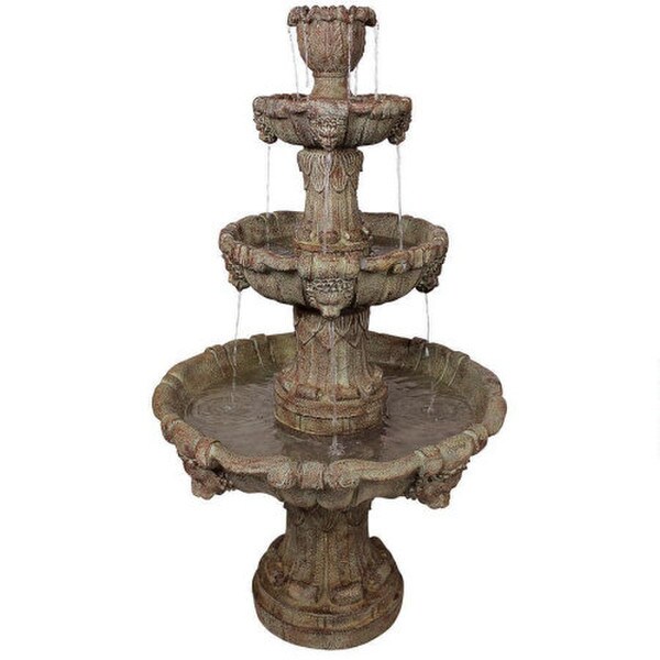 Fiberglass Movie Set Medici Lion Four Tier Fountain Brown Stone